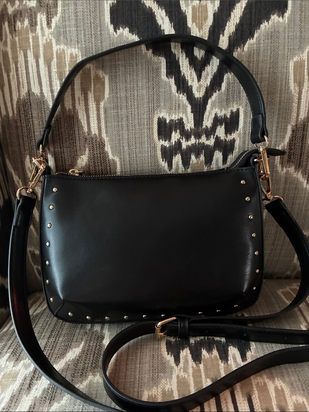 NWT Jen & Co Carmen Vegan Gold Stud Black Crossbody